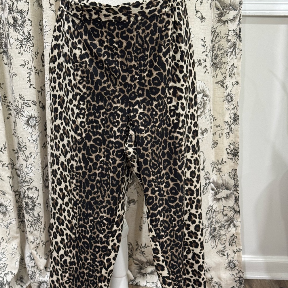 Vince Camuto Leopard Print Pants - Black and Tan